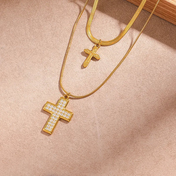 Gold Double Layer Cross Necklace: Η Δύναμη του Layering - Image 4
