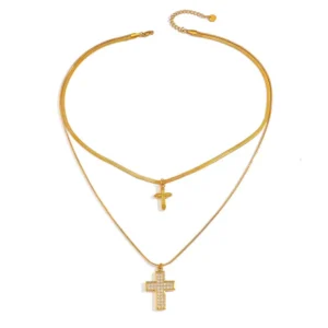 Gold Double Layer Cross Necklace: Η Δύναμη του Layering
