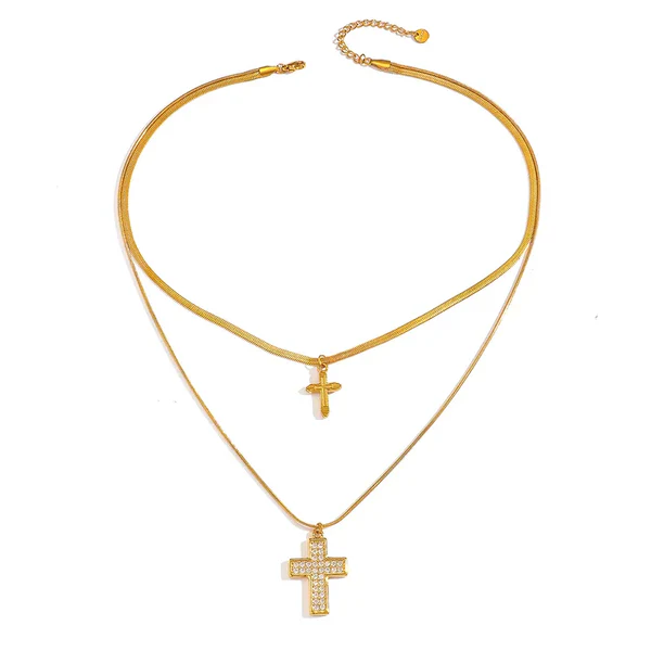 Gold Double Layer Cross Necklace: Η Δύναμη του Layering
