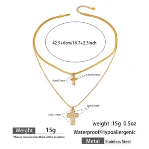 Alternative view of Gold Double Layer Cross Necklace: Η Δύναμη του Layering