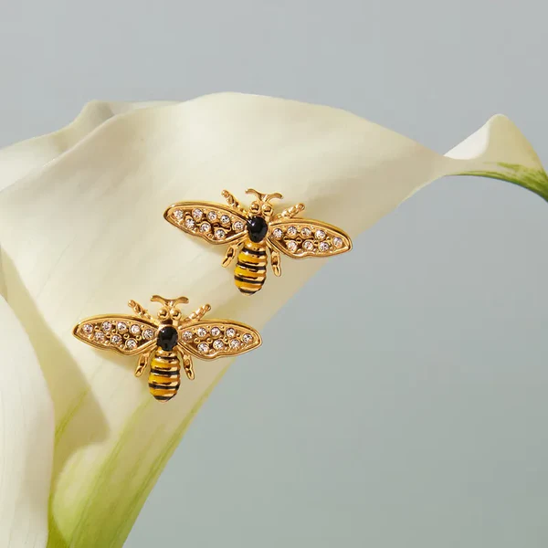 Γυναικεία Σκουλαρίκια Μέλισσες | Golden Bee Zircon Sparkle - Image 3
