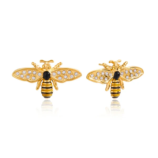 Γυναικεία Σκουλαρίκια Μέλισσες | Golden Bee Zircon Sparkle