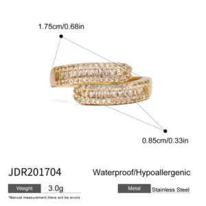 18K Gold Plated Double Layer Zircon Ring | Χρυσό Δαχτυλίδι "Double Glam" με Ζιργκόν (18K)