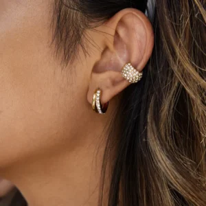 Γυναικείοι Κρίκοι με Zircon | Golden Hoop Radiance - Image 3