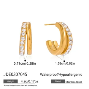 Alternative view of Γυναικείοι Κρίκοι με Zircon | Golden Hoop Radiance