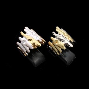 Δίχρωμο Ατσάλινο Ανάγλυφο Δαχτυλίδι – Two-Tone Stainless Steel Textured Chunky Ring - Image 3