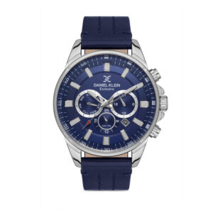 Daniel Klein Exclusive Multi-Function Blue Dial Leather Strap Watch - Ρολόι Daniel Klein Exclusive με Μπλε Καντράν