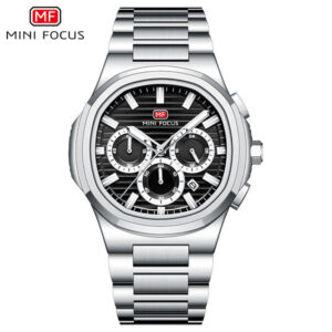 Mini Focus Chronograph Black Dial Stainless Steel Watch - Ρολόι Mini Focus με Μαύρο Καντράν